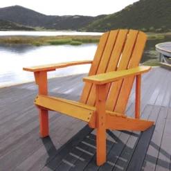 Westport Outdoor Patio Traditional Acacia Wood Adirondack Chair - JONATHAN Y