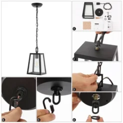 6.75" 1-Light Glendale Farmhouse Industrial Iron/Glass Outdoor LED Pendant Black/Clear - JONATHAN Y -Furniture store GUEST abcb87b4 9ca8 40ed bee9 3d027f1bff0e