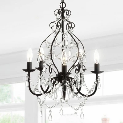 17" LED Crystal Maura Chandelier Black - Jonathan Y 4 17" LED Crystal Maura Chandelier Black - Jonathan Y - Image 4