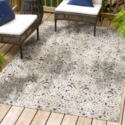 JONATHAN Y Duenas High-Low Shabby Damask Shabby Chic Indoor/Outdoor Area Rug -Furniture store GUEST ac8e4667 8e72 4790 a855 9db8f6e8c4f4