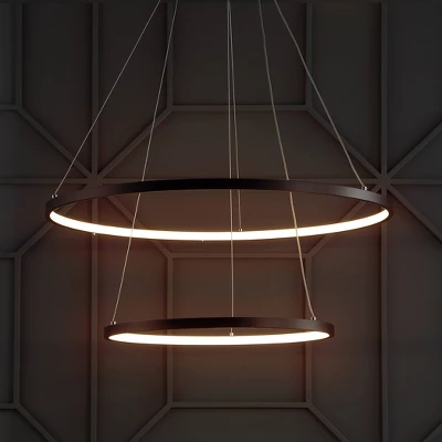 24" Metal Round Brice Chandelier (Includes Energy Efficient Light Bulb) Black - JONATHAN Y 1 24" Metal Round Brice Chandelier (Includes Energy Efficient Light Bulb) Black - JONATHAN Y