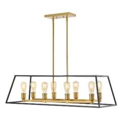 35" 8-Light Liane Farmhouse Industrial Iron Linear LED Pendant Black/Brass Gold - JONATHAN Y 21 35" 8-Light Liane Farmhouse Industrial Iron Linear LED Pendant Black/Brass Gold - JONATHAN Y -Furniture store GUEST ad107930 5701 4eeb a716 c41d606d2ecf
