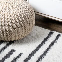 Petra Stripe Geometric Shag Area Rug - JONATHAN Y -Furniture store GUEST ae14c28e bc9d 4d7f 811c f639a40a5fea