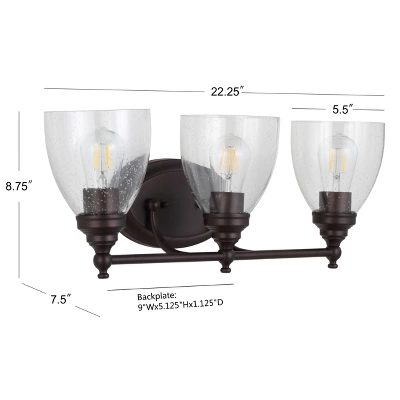 30" Metal/Glass Marais Wall Sconce (Includes Energy Efficient Light Bulb) - JONATHAN Y 3 30" Metal/Glass Marais Wall Sconce (Includes Energy Efficient Light Bulb) - JONATHAN Y - Image 3