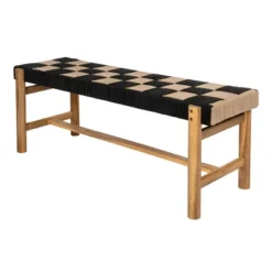JONATHAN Y Denis 48" 2-Seat Backless 700-Lbs Support Acacia Wood Outdoor Bench With Checkerboard Woven Rope Seat 16 JONATHAN Y Denis 48" 2-Seat Backless 700-Lbs Support Acacia Wood Outdoor Bench With Checkerboard Woven Rope Seat -Furniture store GUEST b032efb2 dc92 4071 a764 311739ba888b