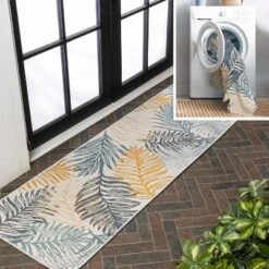 JONATHAN Y Calypso Coastal Casual Palm Frond Reversible Machine-Washable Indoor/Outdoor Area Rug -Furniture store GUEST b120fb6c 2b3a 4392 ba37 b9f4356266fd