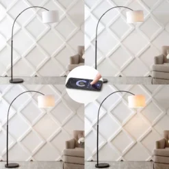 70" Collier Industrial Adjustable Iron LED Arc Floor Lamp, Smart Bulb - JONATHAN Y: Overhead Lighting For Living Room -Furniture store GUEST b131ba81 7068 4eb5 82bc 3a4d70d748cc