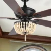 52" Erin LED Ceiling Fan With Wood Beads & Remote, Reversible Blades - JONATHAN Y