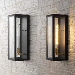 JONATHAN Y Berlin 20" Modern Industrial Indoor/Outdoor Rectangular Iron/Glass LED Outdoor Lantern -Furniture store GUEST b27e013c cc9a 4d66 b679 bf4960c7c014