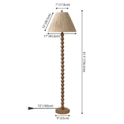 JONATHAN Y Wren 61.5" Modern Rustic Bobbin Pleated Paper Shade/Resin LED Floor Lamp, Brown Wood Finish/Light Brown -Furniture store GUEST b5252226 b49b 4edc 9663 8d33e8748391