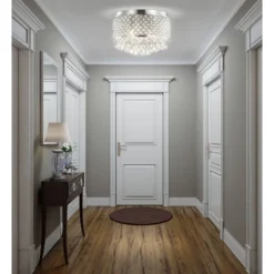 14.7" Crystal Drops/Metal Evelyn Flush Mount (Includes Energy Efficient Light Bulb) Chrome - JONATHAN Y -Furniture store GUEST b55b40d3 a79f 418b 85db b6f9032c54bf