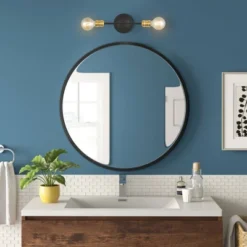 13.25" 2-Light Jaxon Industrial Farmhouse Iron LED Vanity Oil Rubbed Bronze/Brass Gold - JONATHAN Y: Wall Sconce, UL Listed -Furniture store GUEST b5b49e50 f8de 4704 903a 70ed1016f10e