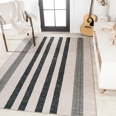 Vichy Geometric Striped Machine-Washable Indoor Area Rug - JONATHAN Y 2 Vichy Geometric Striped Machine-Washable Indoor Area Rug - JONATHAN Y - Image 2