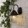 JONATHAN Y 8.25" 1-Light Rodanthe Farmhouse Industrial Iron/Glass Outdoor LED Sconce Oil Rubbed Bronze/Clear : UL Listed, Dimmable