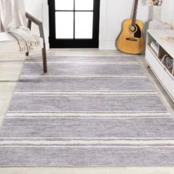 Bande Distressed Ticking Stripe Machine-Washable Area Rug - JONATHAN Y -Furniture store GUEST b6e4a9f0 8ecf 443c 90c3 b0fcb981d900
