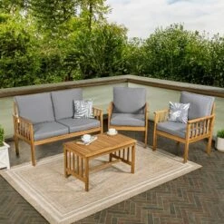Everly 4-Piece Modern Cottage Acacia Wood Outdoor Patio Set With Cushions And Tropical Decorative Pillows - JONATHAN Y 9 Everly 4-Piece Modern Cottage Acacia Wood Outdoor Patio Set With Cushions And Tropical Decorative Pillows - JONATHAN Y -Furniture store GUEST b7349eaa e8ff 43c6 b0a5 a6f19745db7f