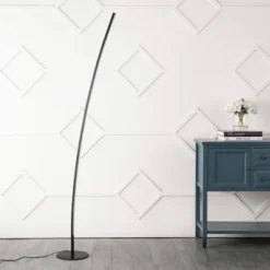 JONATHAN Y Malthe 71" Arc LED Floor Lamp Black: Dimmable, ETL Listed, Metal Body, No Shade -Furniture store GUEST b83b39c9 8e18 4fb3 9f90 ecbe1d7785a3