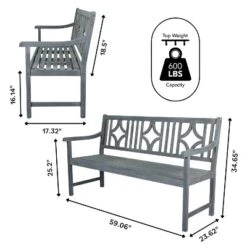 Sloane 3-Seat Ogee Diamond-Back Acacia Wood Outdoor Garden Patio Bench - JONATHAN Y -Furniture store GUEST b8a8c4f6 54f0 46e7 8d66 b829f638164f