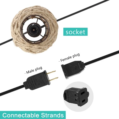 JONATHAN Y Oahu 10' 10-Light Incandescent C7 Hemp Rope Shaded String Lights: UL Listed, Indoor/Outdoor Use, LED Compatible 2 JONATHAN Y Oahu 10' 10-Light Incandescent C7 Hemp Rope Shaded String Lights: UL Listed, Indoor/Outdoor Use, LED Compatible - Image 2