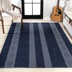 Nautisk Trellis Stripe Machine-Washable Area Rug - JONATHAN Y -Furniture store GUEST b8b988f3 d658 4cee 8e14 42709cf55251