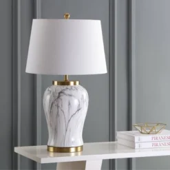 28" Prague Ceramic Marble Table Lamp (Includes LED Light Bulb) White - JONATHAN Y 4 28" Prague Ceramic Marble Table Lamp (Includes LED Light Bulb) White - JONATHAN Y -Furniture store GUEST b944613b 528d 438f a967 556a4a435751