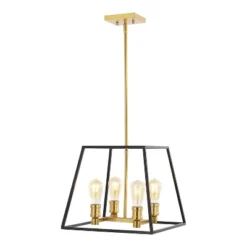 15" 4-Light Lloyd Farmhouse Industrial Iron LED Pendant Black/Brass Gold - JONATHAN Y 21 15" 4-Light Lloyd Farmhouse Industrial Iron LED Pendant Black/Brass Gold - JONATHAN Y -Furniture store GUEST ba575620 27f1 494c 8179 2ae528a8cadc