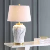 28" Prague Ceramic Marble Table Lamp (Includes LED Light Bulb) White - JONATHAN Y