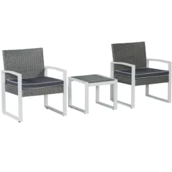 Selby 3-Piece Modern Coastal Faux Wicker Conversation Outdoor Patio Set - JONATHAN Y -Furniture store GUEST bb38c761 c003 4628 8e25 dedd403c3c67