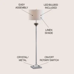 JONATHAN Y Amelia Lotus Crystal/Metal LED Floor Lamp