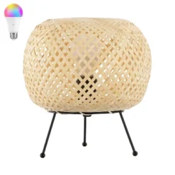 JONATHAN Y 10.75" Palma Bohemian Rustic Iron/Rattan LED Mini Table Lamp With Smart Bulb Black/Brown: UL Listed, 3-Way Switch -Furniture store GUEST bc6ae276 0216 4d9f 970c e0f6f1f894fc