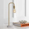 20.5" Metal/Marble Minimalist Glam Pipe Table Lamp (Includes LED Light Bulb) Brass - Jonathan Y