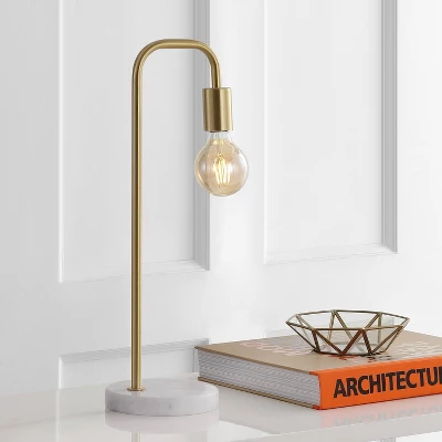 20.5" Metal/Marble Minimalist Glam Pipe Table Lamp (Includes LED Light Bulb) Brass - Jonathan Y 1 20.5" Metal/Marble Minimalist Glam Pipe Table Lamp (Includes LED Light Bulb) Brass - Jonathan Y