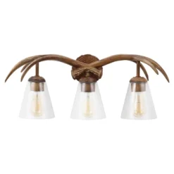 JONATHAN Y Wyatt 25.5" 3-Light Southwestern Resin/Seeded Glass Faux Antler LED Vanity Light: UL Listed, Includes Mounting Hardware -Furniture store GUEST bcee3c88 ff9f 4bb9 b1f2 b7917e34ba36