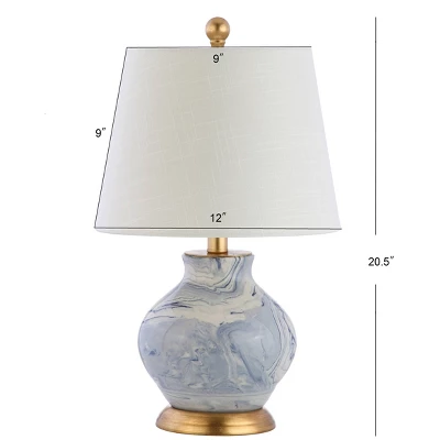 20.5" Ceramic Holly Marbleized Table Lamp (Includes LED Light Bulb) Blue - JONATHAN Y 3 20.5" Ceramic Holly Marbleized Table Lamp (Includes LED Light Bulb) Blue - JONATHAN Y - Image 3