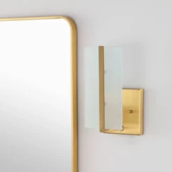 (Set Of 2) 5.5" 1-Light Mila Modern Coastal Iron/Glass LED Sconce Brass Gold - JONATHAN Y: Art Deco, Eco-Friendly LED, UL Listed -Furniture store GUEST bf64d20c 0288 495b ac2f d5cef9062af3