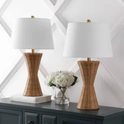 JONATHAN Y Set Of 2 27" Laura Coastal Designer Iron/Rattan Wicker Table Lamps (Includes LED Light Bulb) : Bedroom, Office Decor -Furniture store GUEST c1b9c8cb 8401 4448 9647 8acc5d9f4b93