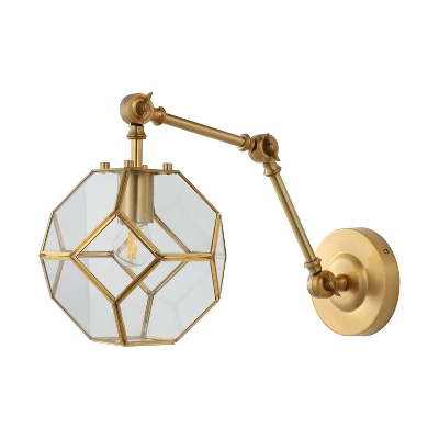 7.5" 1-Light Honeycomb Modern Contemporary Arm-Adjustable Iron/Glass LED Sconce Brass Gold/Clear - JONATHAN Y: UL Listed, Mid-Century Design 4 7.5" 1-Light Honeycomb Modern Contemporary Arm-Adjustable Iron/Glass LED Sconce Brass Gold/Clear - JONATHAN Y: UL Listed, Mid-Century Design - Image 4