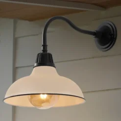 JONATHAN Y Aurora Farmhouse Industrial Indoor/Outdoor Iron LED Gooseneck Arm Outdoor Sconce