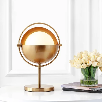 17.5" Iron And Glass Casi Art Deco Mid Century Globe Table Lamp (Includes LED Light Bulb) Brass - Jonathan Y 1 17.5" Iron And Glass Casi Art Deco Mid Century Globe Table Lamp (Includes LED Light Bulb) Brass - Jonathan Y