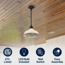 JONATHAN Y Jasper Farmhouse Industrial Indoor/Outdoor Iron LED Pendant -Furniture store GUEST c477d423 c9ac 4404 9407 eccadad99a96