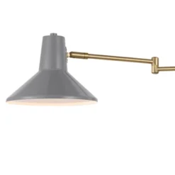 16" 1-Light Hygge Swing Arm Mid-Century Iron USB Charging Port Sconce Gray/Brass - JONATHAN Y -Furniture store GUEST c4cf55fe 86c2 4153 a160 61ba93784511