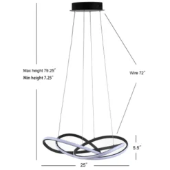 25" Metal Adjustable Alexia Abstract Integrated Pendant (Includes Energy Efficient Light Bulb) Black - JONATHAN Y -Furniture store GUEST c51362fd 2bc4 4ff5 b1f6 75ff167b5290
