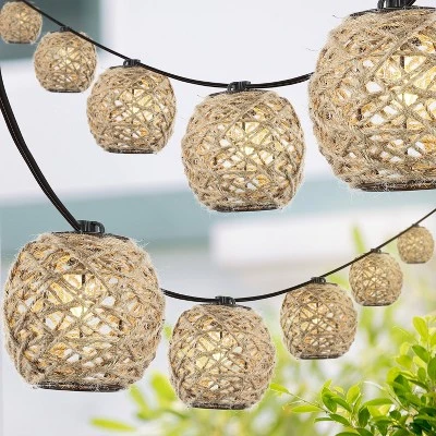 JONATHAN Y Oahu 10' 10-Light Incandescent C7 Hemp Rope Shaded String Lights: UL Listed, Indoor/Outdoor Use, LED Compatible 1 JONATHAN Y Oahu 10' 10-Light Incandescent C7 Hemp Rope Shaded String Lights: UL Listed, Indoor/Outdoor Use, LED Compatible