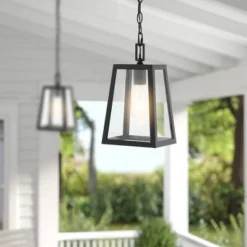 6.75" 1-Light Glendale Farmhouse Industrial Iron/Glass Outdoor LED Pendant Black/Clear - JONATHAN Y -Furniture store GUEST c54a89db 3403 47a5 ac77 42585e821f6a