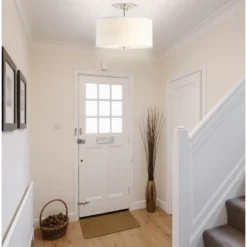 15" Marc Metal/Linen LED Semi-Flush Mount Chrome (Includes Energy Efficient Light Bulb) - JONATHAN Y -Furniture store GUEST c7343298 615e 46ed 8c0c 1fadbf57027b