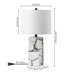 JONATHAN Y Elizabeth Contemporary Coastal Alabaster LED Table Lamp With Body Night Light -Furniture store GUEST c7c16df8 b0fb 4e71 acae 0baa3f859e45