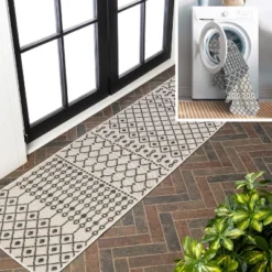 JONATHAN Y Zana Modern Geometric Moroccan Reversible Machine-Washable Indoor/Outdoor Area Rug -Furniture store GUEST c8508292 2ed9 436e 85a6 5ddfc9ff4150