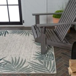 Isla Coastal Cottage Palm Frond Border Indoor/Outdoor Area Rug - JONATHAN Y -Furniture store GUEST c9d8759c b850 47e9 879f 73ee14ee51c3