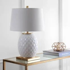 25.5" Glass/Metal Diamond Table Lamp (Includes Energy Efficient Light Bulb) - JONATHAN Y -Furniture store GUEST cae058b9 08dd 4fab 9139 69c2582eb0fc