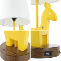 17.5" Sahara Mid-Century Giraffe Kids' Table Lamp With USB Port - JONATHAN Y: Empire Shade, UL Listed -Furniture store GUEST caebf621 a64e 45df a9cb d9bea5c817be